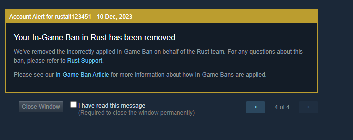 I have been gamebanned four times in the last few hours on Rust. My ...