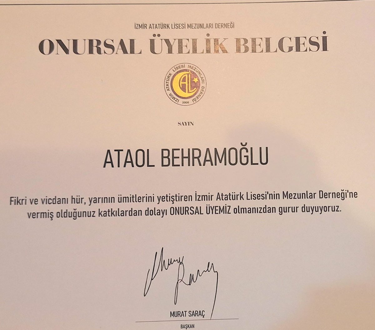 İftihar ederim!