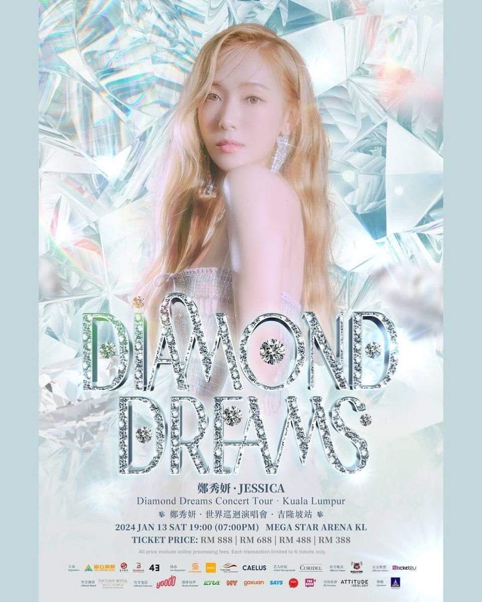 hyori_sunie's tweet photo. [Jessica Jung Instagram] 231210

🌟 Join me for a night of “Diamond Dreams” 🎤 Excited for my first solo concert in  Kuala Lumpur, Malaysia 🌟 Can’t wait to see you there! 💎💭🎶

Date | 13 JAN 2024 (Sat)
Time | 7pm
Venue | MEGA STAR ARENA, SUNGEI WANG PLAZA, KUALA LUMPUR https://t.co/eCdcfkcGfr