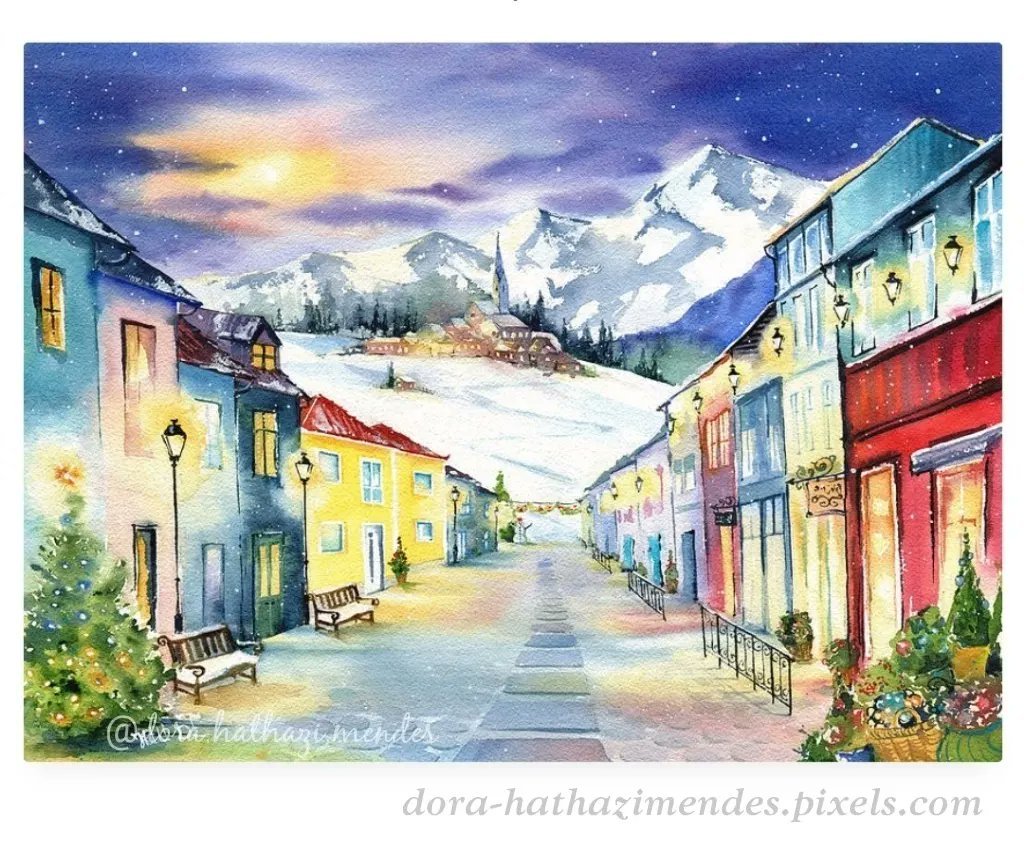 Silent Night A new commissioned handmade watercolor about a peaceful imaginary scene inspired by different locations 
dora-hathazimendes.pixels.com/featured/silen…
#silentnight #silentsunday #christmas #art #artwork #handmade #watercolor #christmasvillage #painting #ayearforart #buyintoart