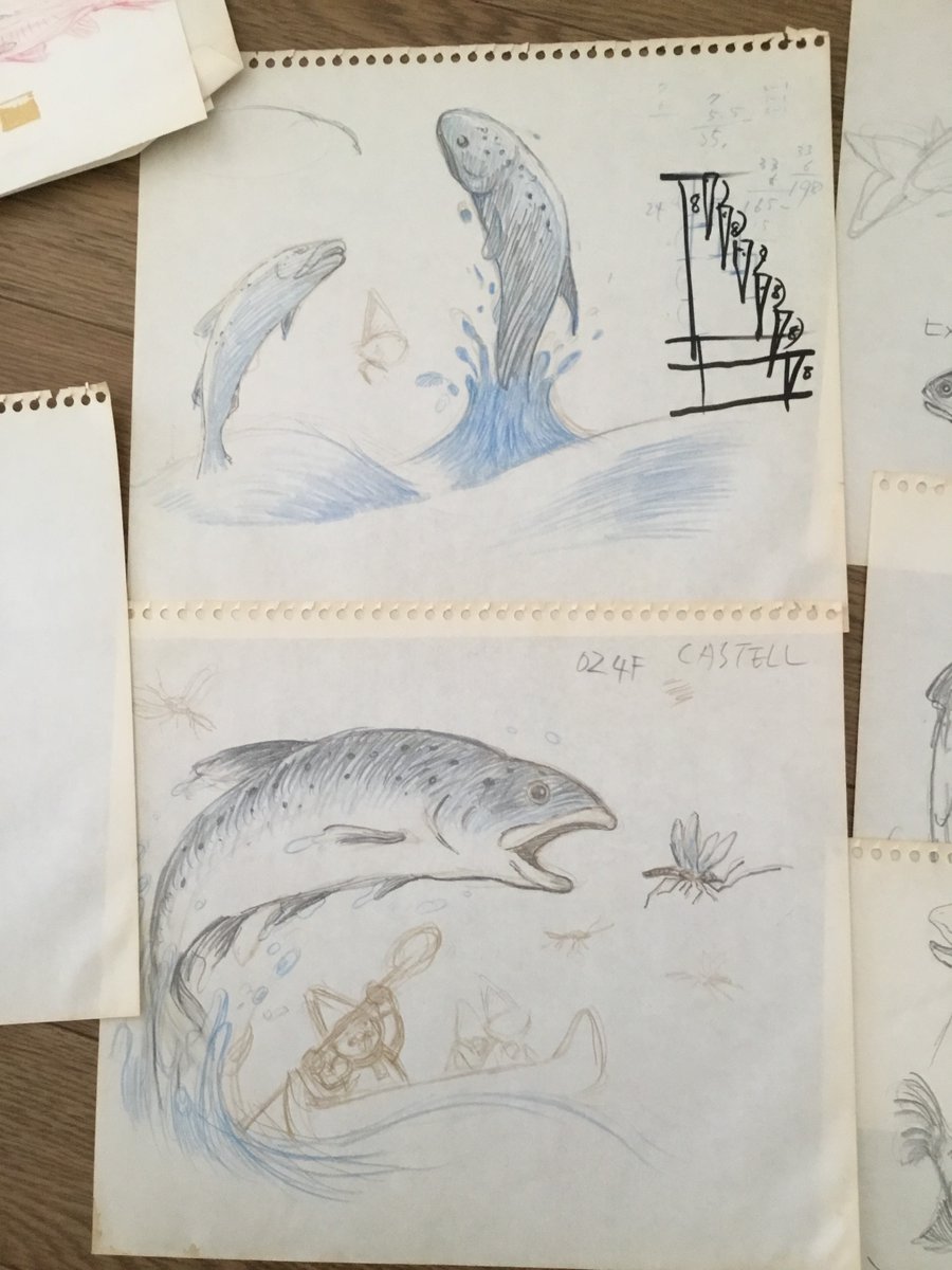 「リトルツインズ」の練習絵がありました。魚が跳ねるシーンはOVA6話の「湖が吠えた日」だと(絵コンテが出てきたので)ようやく分かりました…これもビデオしかないのですよね…
#ソフト化希望
#大橋学 