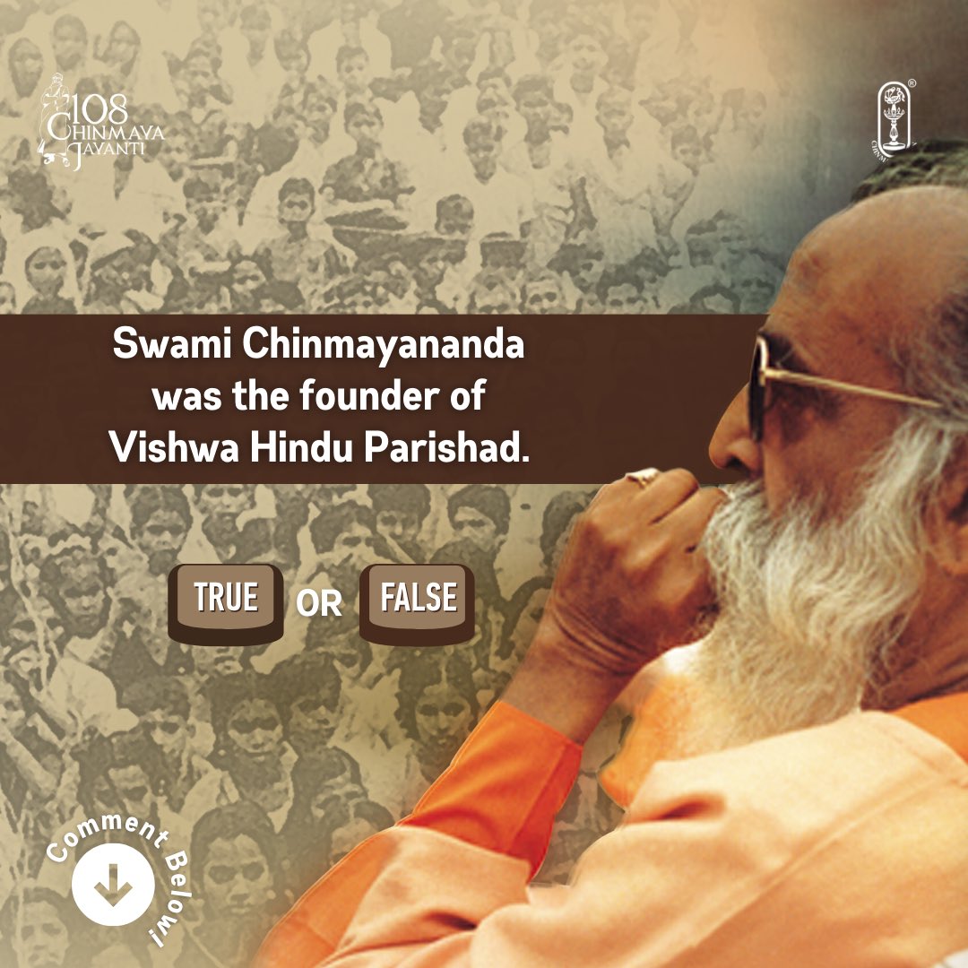 Comment the right answer!

#chinmayamission #swamichinmayananda #quiztime #quizinstagram #gkquiz #quizzes #quizz #quizzes #quizoftheday #quiznight #dailyquiz #contemplative #contemplating #vishwahinduparishad #hindureligion #hindudharma #hindurashtra #hindutva #hindusim