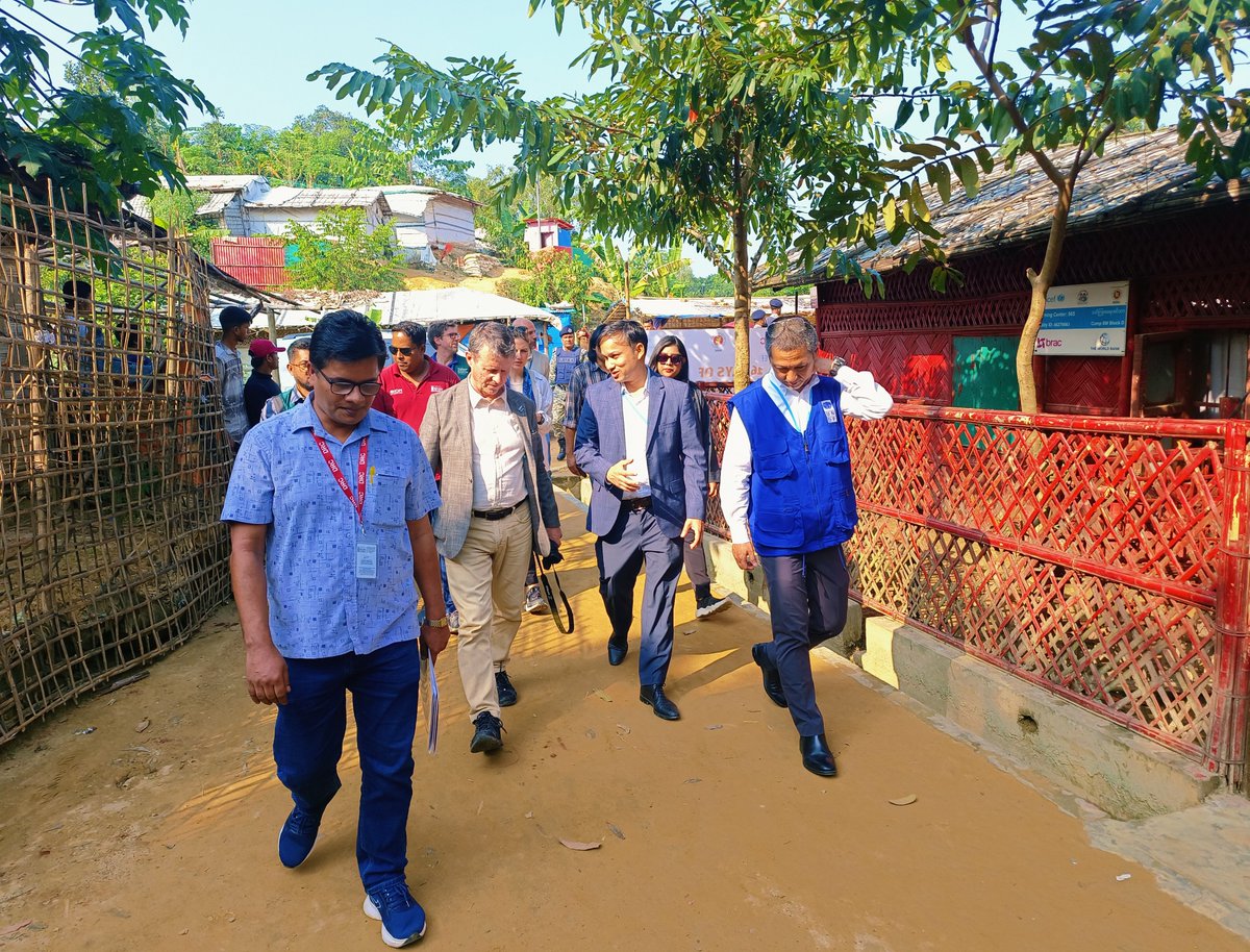 UNDP_BD's tweet photo. Today, @NorwayAmbBD🇳🇴 & delegation visited our Landslide Risk Management project in the #Rohingya camp & witnessed firsthand the impact of Landslide Risk Reduction & Nature Based Solutions initiatives. @UNDP is grateful to #Norway for their support in building resilient communities as our #PartnersAtCore.