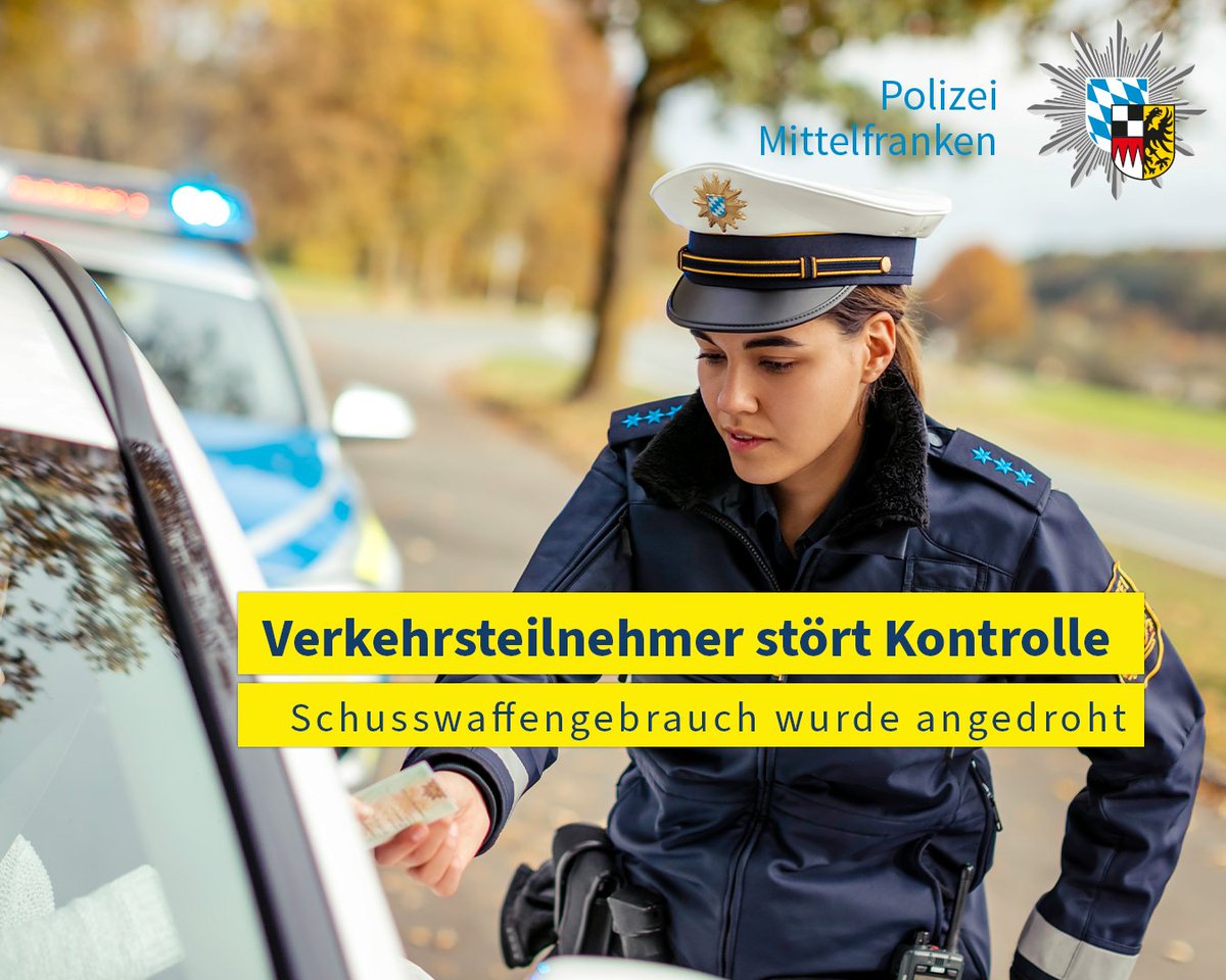 Am Freitag fuhr ein rabiater Verkehrsteilnehmer in #Nürnberg auf Polizeibeamte zu, welche gerade eine Verkehrskontrolle durchführten. Nach Androhung des #Schusswaffengebrauchs konnte der Mann unter Anwendung von unmittelbarem Zwang festgenommen werden. ▶️ polizei.bayern.de/aktuelles/pres…