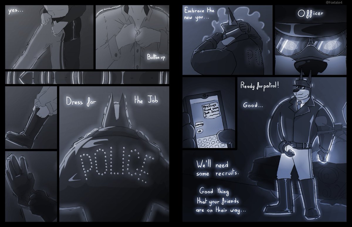 Foxtale4's tweet photo. My part of the trade with @KadeDrone 
Had lot of fun making this small comic.

Looks like this punk got back on the right track of life: order and service for the country. Who'll join him? https://t.co/7VaRsNCVAn