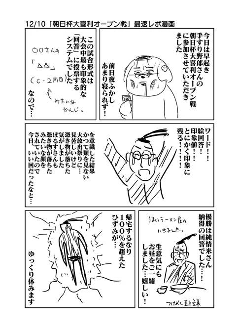 12/10「朝日杯大喜利オープン戦」最速レポ漫画 #朝日杯大喜利オープン戦