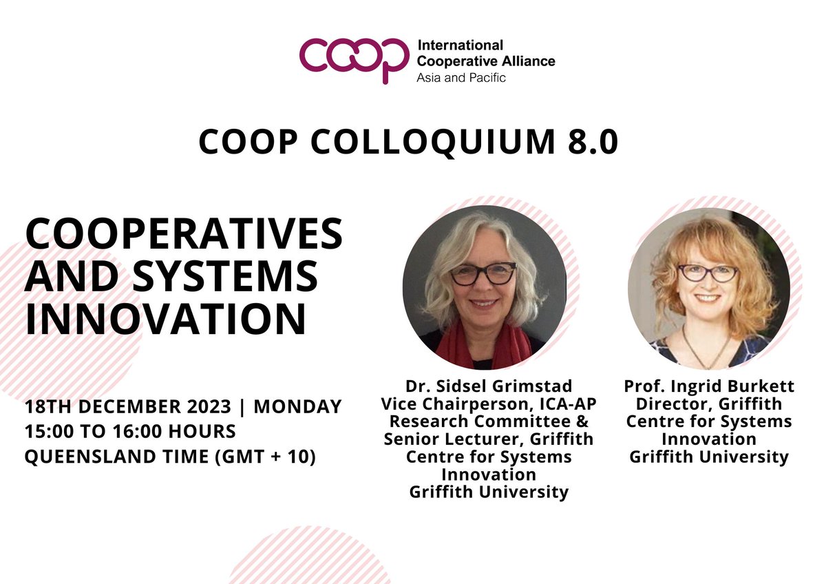 Join the #CoopColloquium to discuss the potential role of #cooperatives in systems innovation &amp; how they can inspire &amp; play a positive part in larger structural changes needed to respond to global challenges.

📅 18 December
Registerration &amp; more info➡️ icaap.coop/icaevents/8th-…
