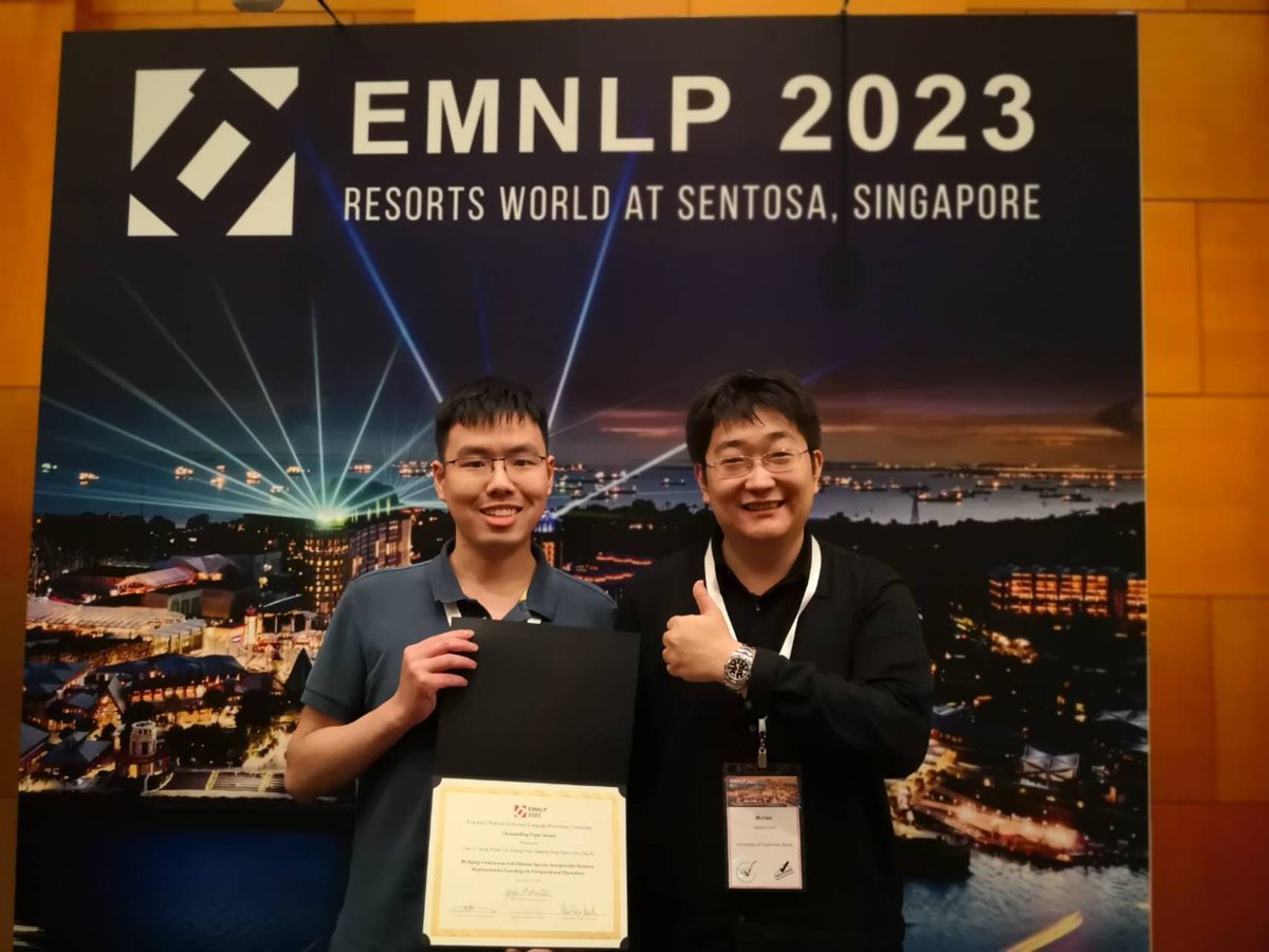 ๐ดMuhao Chen๐ด (@muhao_chen) on Twitter photo My awesome student <a href="/JamesYHuang36/">James Y. Huang</a> just received an outstanding paper award at #EMNLP2023! He is looking for summer research intern. Please interview him. My awesome student <a href="/JamesYHuang36/">James Y. Huang</a> just received an outstanding paper award at #EMNLP2023! He is looking for summer research intern. Please interview him.