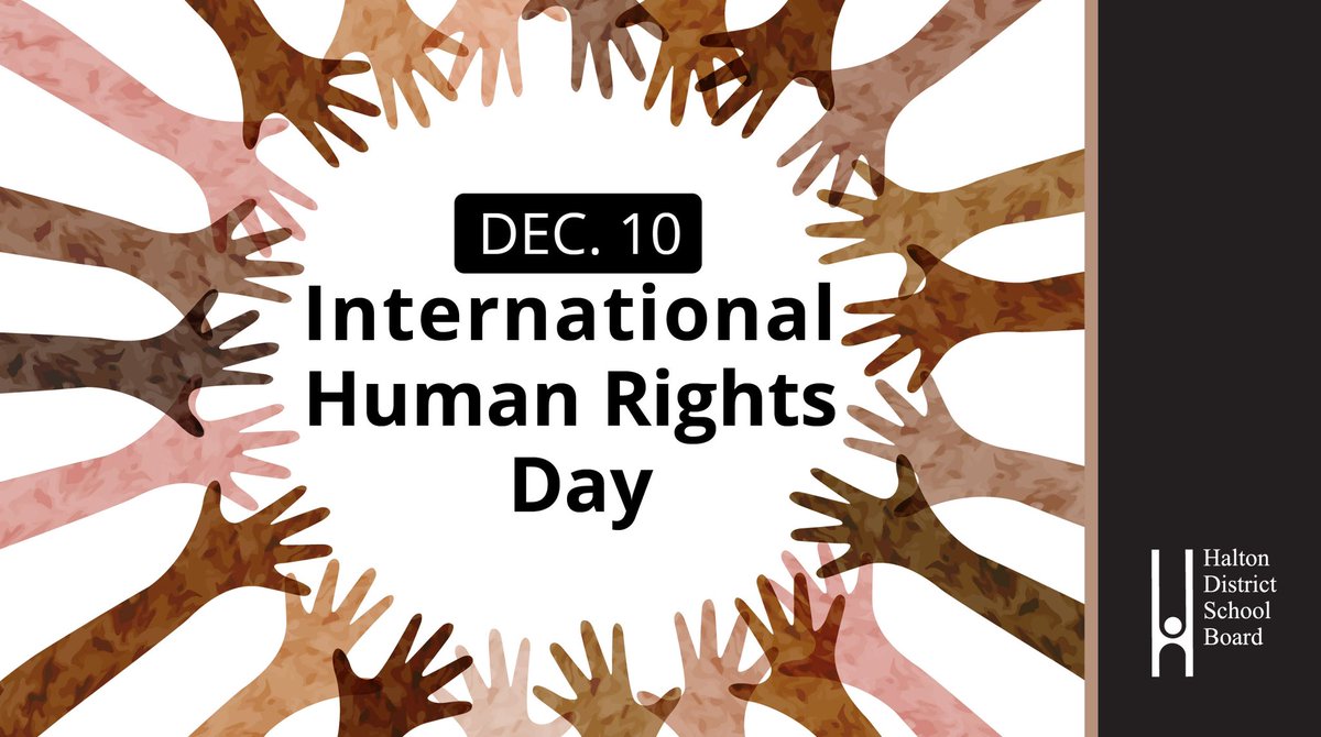 Human Rights Day (Dec. 10) annually recognizes the day the United Nations General Assembly adopted the Universal Declaration of Human Rights in 1948. Tomorrow, the #HDSB will host the Human Rights Symposium to engage in vital conversations and challenge thinking. #HDSBsymposium