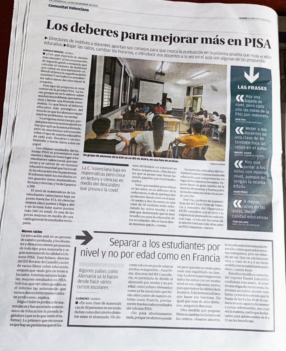 Algunas opiniones sobre los resultados de PISA