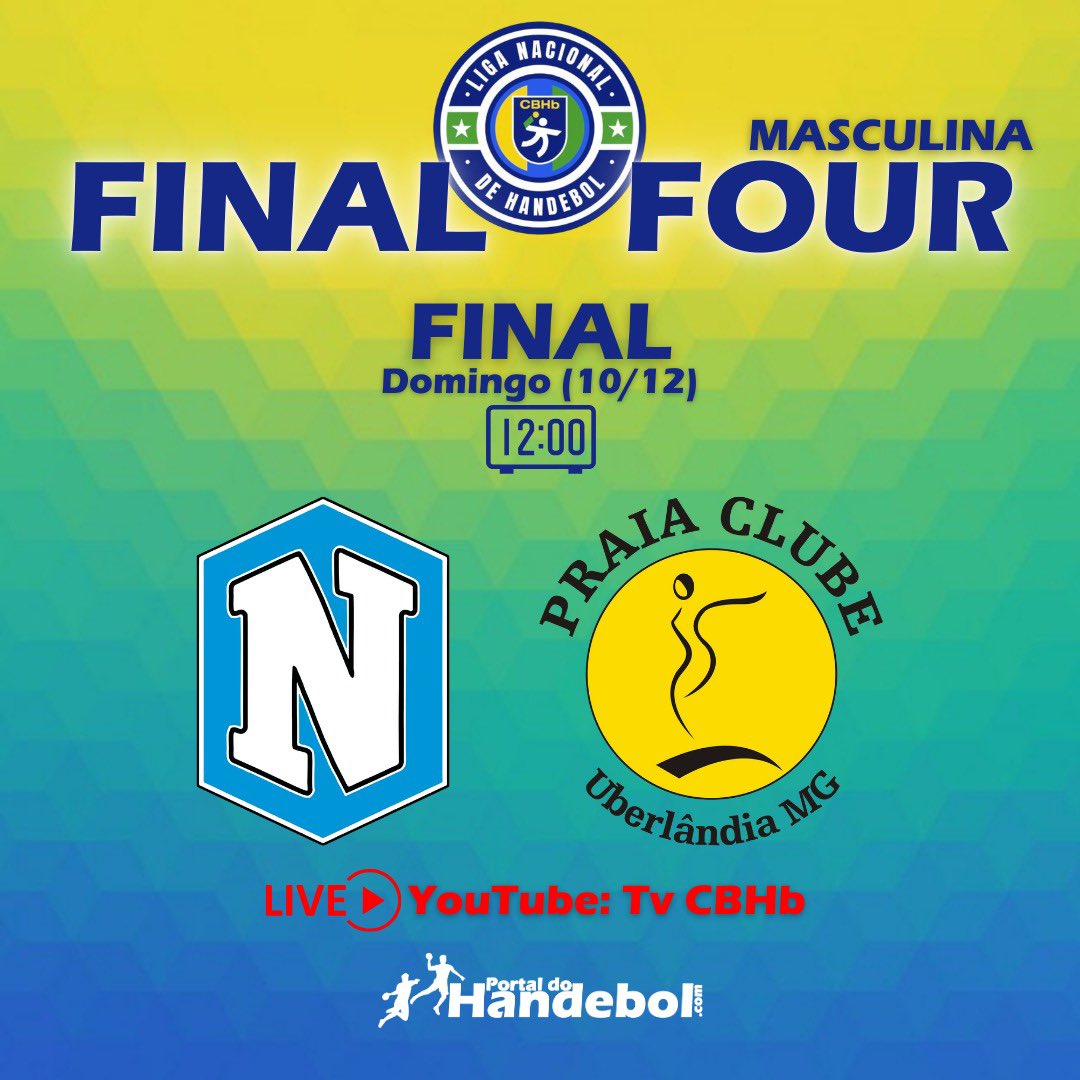 handebol's tweet photo. LIGA NACIONAL - FINAL e bronze
🗓️Domingo (10/12)
🥉10h: Taubaté - Pinheiros
🏆🥇 12h: Nacional - Praia
📺YouTube Tv CBHb
📍Arena Carioca, Parque Olímpico, Rio de Janeiro.
#PortalDoHandebol
#CBHb #LigaNacionalHandebol
#handball #handebol https://t.co/j5WhA6EflB