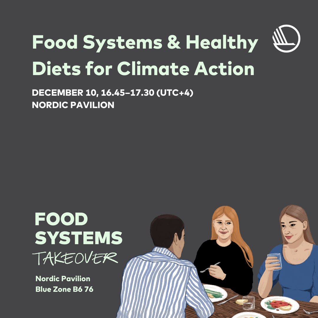 #StartingNow at #COP28UAE | Food Systems and Healthy Diets for Climate Action 🍽️🌱 Panel: @EllemannKaren, @G_stordalen, @l_haddad, @stefanosfotiou, @DaniNierenberg, Dr Rune Blomhoff 🔴Watch it #LIVE: youtube.com/watch?v=5LOgEL…