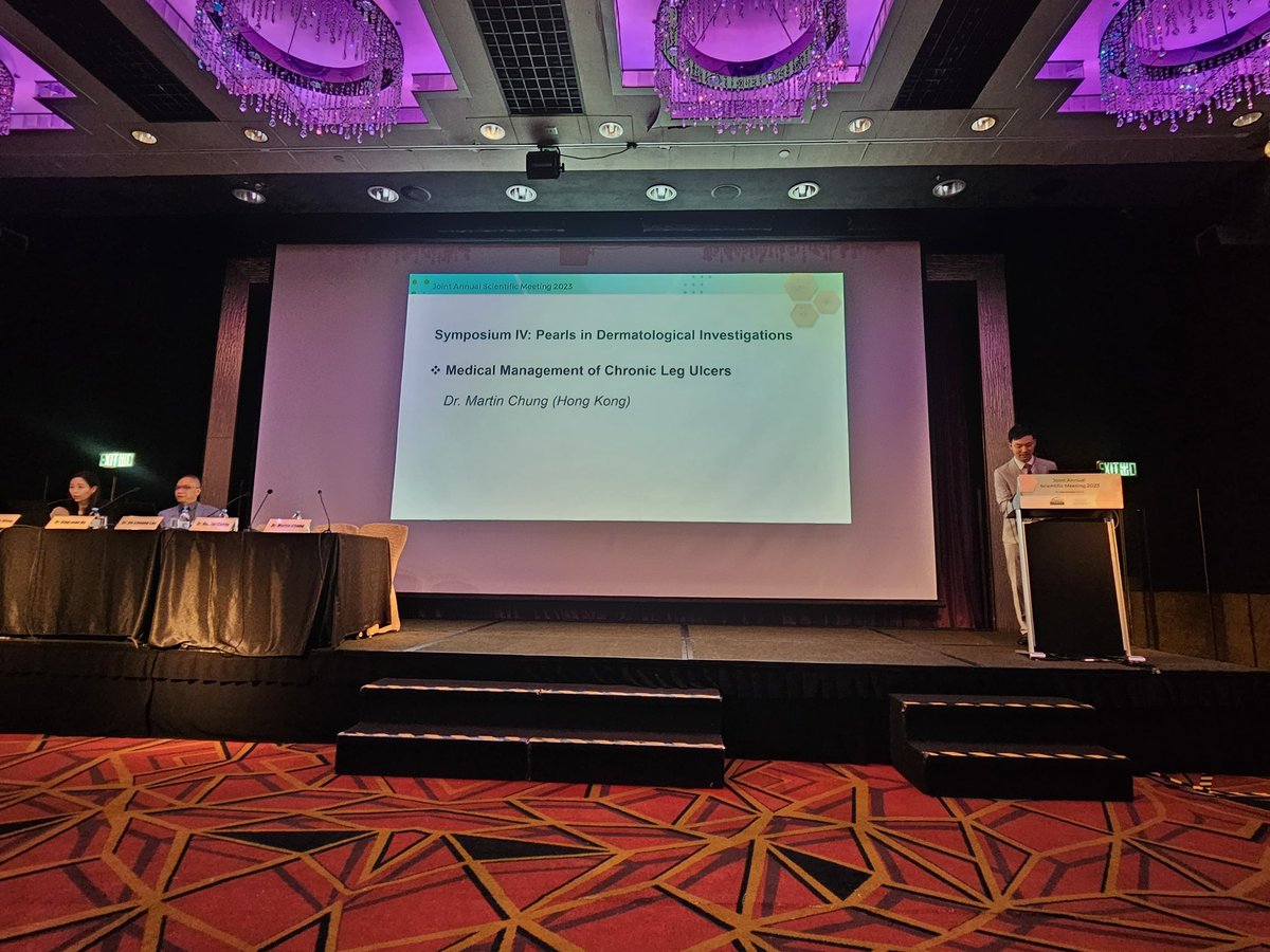 DrMartinChung's tweet photo. Last conference of the year ! 

Glad to share the role of dermatologists in the management of chronic leg ulcers at the Annual Scientific Meeting 2023 of the Hong Kong College of Dermatologists (HKCD)

#dermatology  #legulcer 
#livedoidvasculopathy #pyodermagangrenosum #Martorell https://t.co/v6nKV9DLpV
