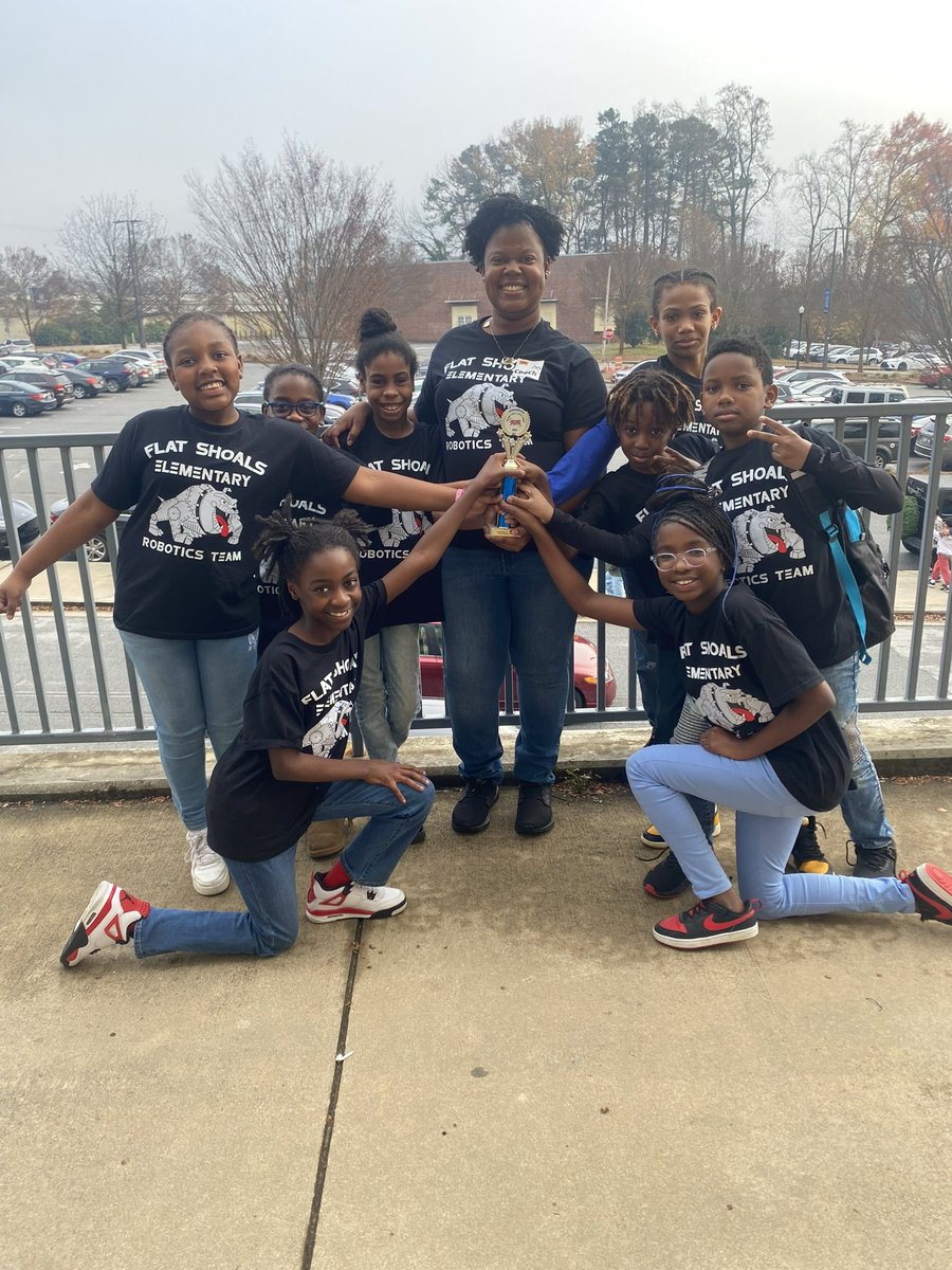FlatShoals_ES's tweet photo. We are so excited to announce that our first year at the @firstlegoleague tournament, Team Flat Shoals earned the Core Values Award! This team worked really well together. @ChambleeHigh @DeKalbSchools @dcsdctae Congratulations Team Flat Shoals! 🏆🏆🏆 https://t.co/BXPqtKu9XD