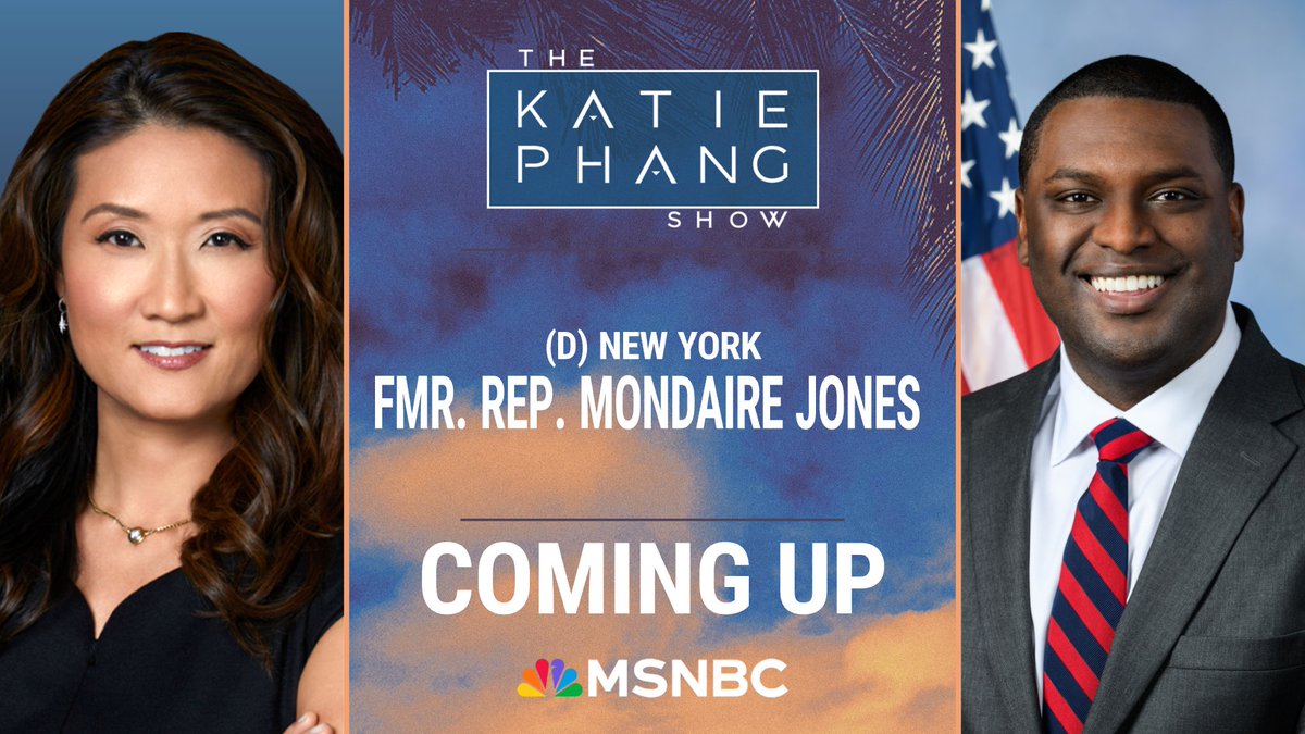 katiephangshow's tweet photo. COMING UP: Fmr. New York Congressman @MondaireJones joins @KatiePhang to discuss why he's running again, Capitol Hill's chaotic week, and lawmaker's future negotiations. Stay tuned! #KatiePhangShow #MNSBC https://t.co/3UR26kM8SE