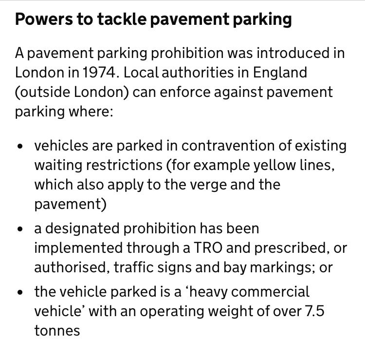 <a href="/stuarthughes747/">Stuart Hughes</a> <a href="/transportgovuk/">Department for Transport</a> <a href="/DevonCC/">Devon County Council</a> According to the Govt LA’s can deal with pavement parking unilaterally, by using TMO’s. 

Can we trial this in Exeter? 

gov.uk/government/con…