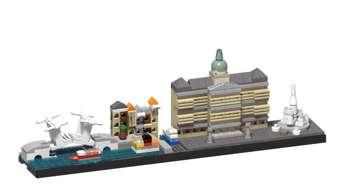 The skyline from Amsterdam composed from original LEGO® parts. You can order at bricksworld.eu/nl/48-amsterdam