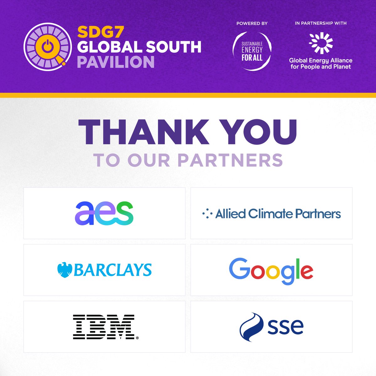 It's a wrap! 🙌 We finalised the programme at the SDG7 Global South Pavilion!

Thank you to everyone who participated in the sessions, our partners and our donors!

See you next year at #COP29!

#SDG7atCOP28 #ForwardTogether

@TheAESCorp @AlliedClimate @Barclays @Google @IBM @SSE