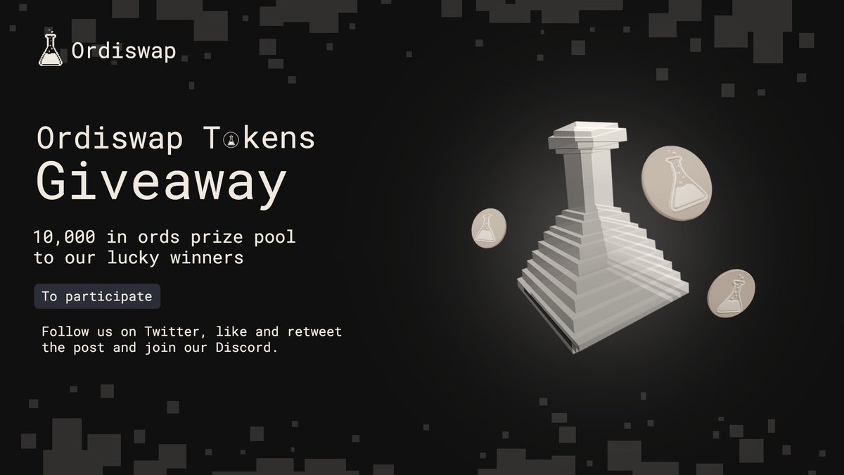 We are excited to release early access to our discord 🥳

To celebrate, we are providing a 10,000 USD prize pool of $ORDS &amp; OG Roles to the first 1000 members.

Participation:

- RT &amp; Like.
- Comment &amp; @ 3 friends using the tag $ORDS.
- Join below. 👇 

discord.gg/ordiswap