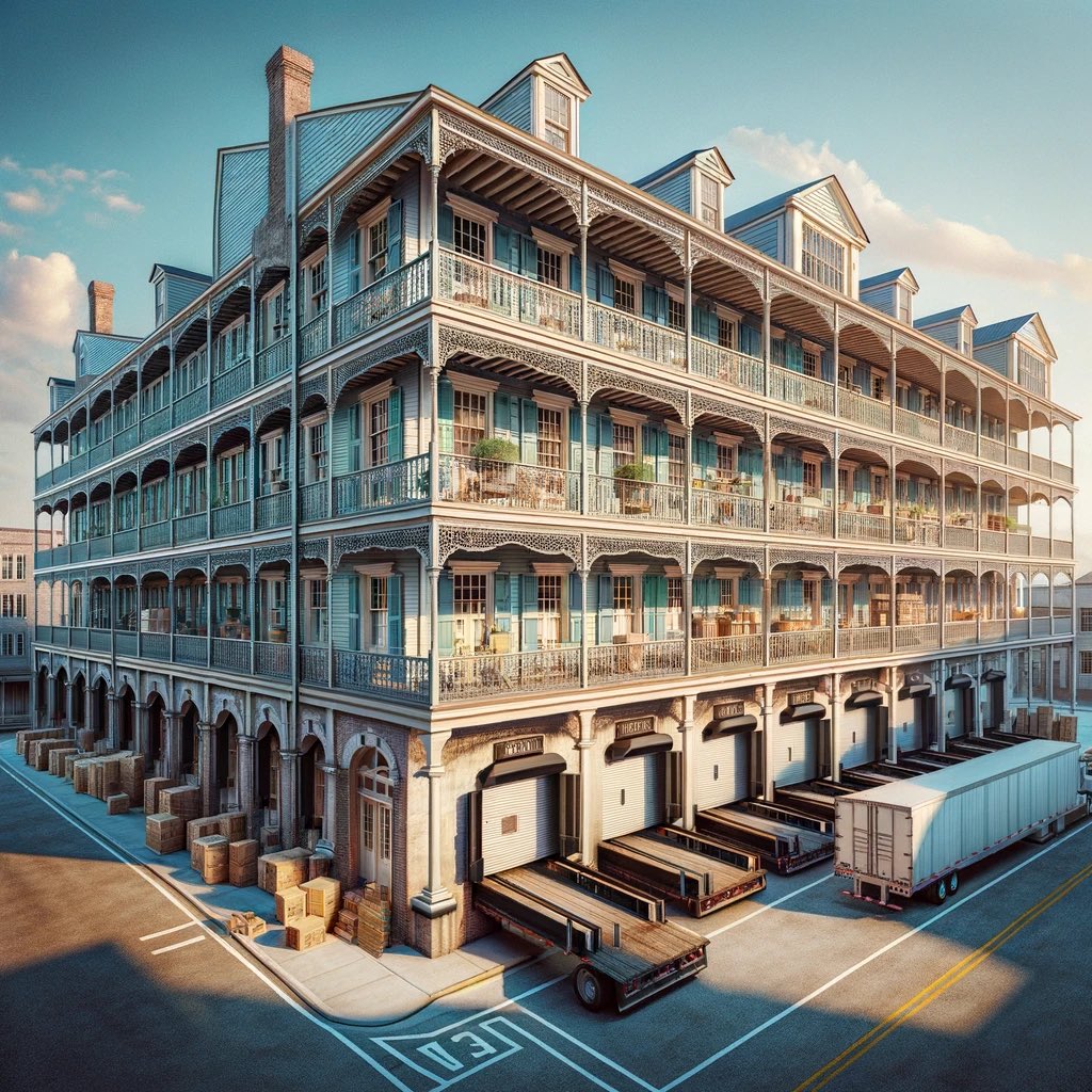 Hagood Morrison II, SIOR (@hmorrison63) on Twitter photo <a href="/CoyDavidsonCRE/">The Tenant Advisor</a> I have been messing with ChatGPT and generated this image. Prompt was a warehouse in the architectural style of a Charleston single house. Pretty wild! <a href="/CoyDavidsonCRE/">The Tenant Advisor</a> I have been messing with ChatGPT and generated this image. Prompt was a warehouse in the architectural style of a Charleston single house. Pretty wild!