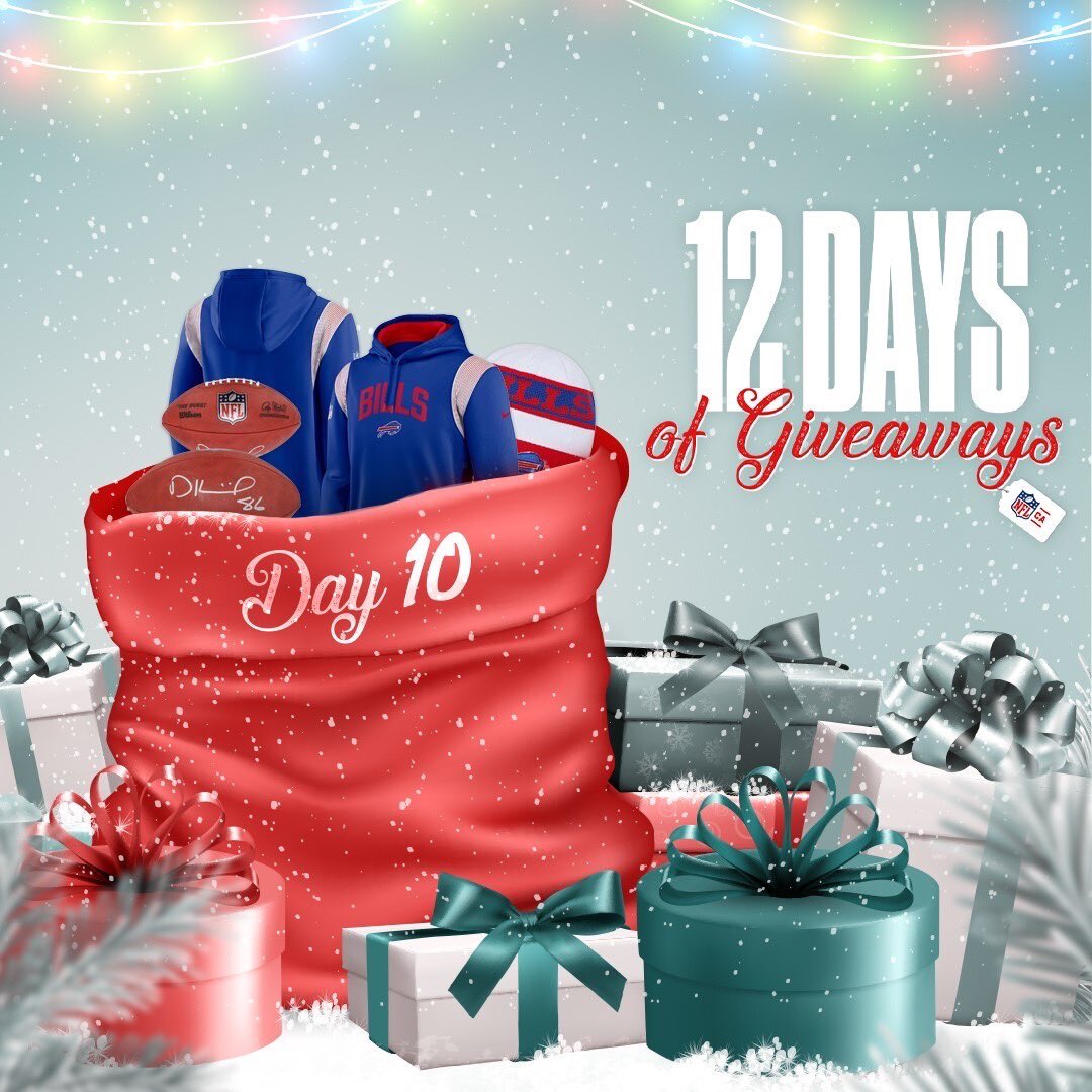 It’s the best #BillsMafia gift for Day 10 of #12DaysofGiveaways! 🥰

You could win a @buffalobills prize pack, featuring a signed Dalton Kincaid football, knit hat, and Nike sweater. 

Here’s how to enter:
1.  Must follow <a href="/NFLCanada/">NFL Canada</a> on X.
2. Give this a Repost, and tag 2 friends