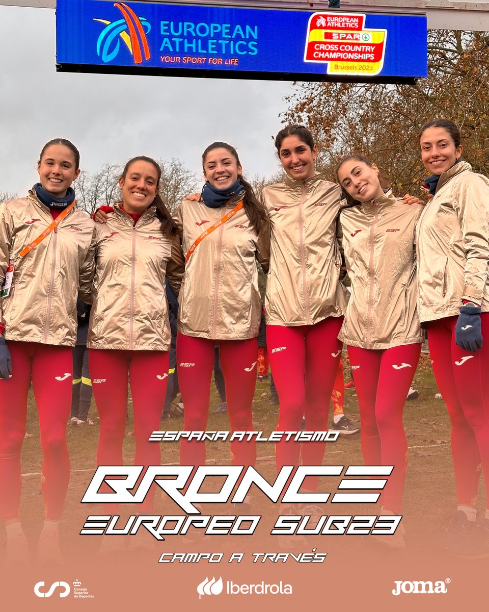 🥉 ¡NUESTRAS SUB23 VUELVEN AL PODIO DEL EUROCROSS! 🥉

Por segunda vez en la historia del Europeo, #EspañaAtletismo sub23 🚺 gana una medalla por equipos

🤏 ¡Y a solo un punto de la plata!

4⃣ <a href="/AngelaViciosa02/">Angela Viciosa</a> 
6⃣ María Forero
4⃣0⃣ <a href="/Mariaglezcuevas/">María ♥️⚡</a> 
4⃣5⃣ Laura Domene
5⃣4⃣