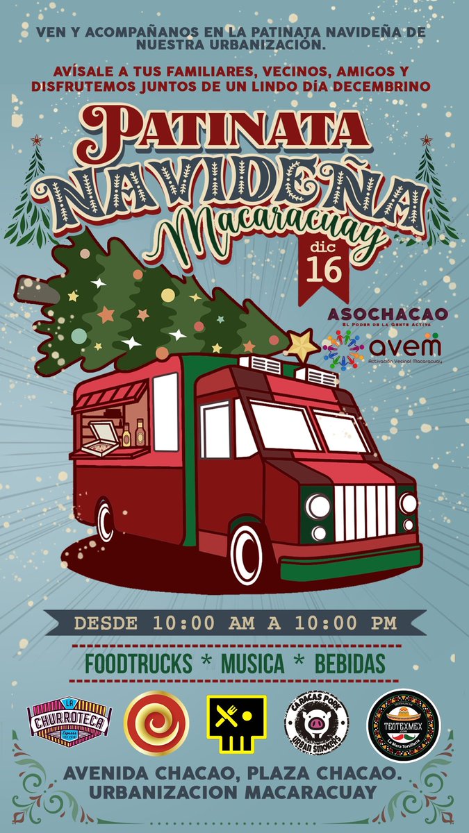 ASOCHACAO y AVEM invita a una PATINATA NAVIDEÑA 🎄 para este sábado 16 de diciembre de 10Am a 10PM en la Plaza Chacao de la urbanización Macaracuay. Habrá Foodtrucks conjuntos musicales, Patinata y Santa Claus para los más pequeños.  Acompañanos. <a href="/soymacaracuay/">CNAS D LA CALIFORNIA</a> <a href="/LLanitoDenuncia/">URBANIZACION EL #LLANITO</a>
