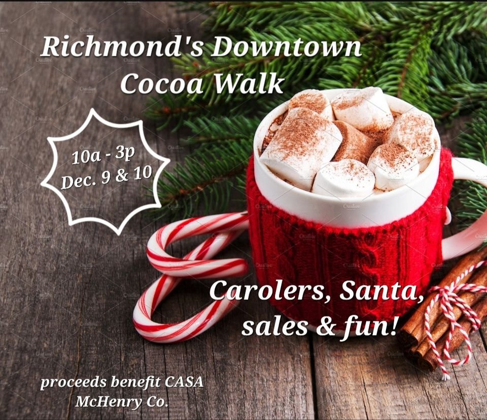 Sunday is the last day of Richmond's Cocoa Walk, 10am - 3pm!
Support a good cause, enjoy hot cocoa, carolers, Santa, &amp; more!
bit.ly/3sJHhQR

Promote your events for free on McHenryLife.com!
<a href="/AndersonsCandy/">Anderson'sCandyShop</a>
#McHenryLife #McHenryCounty #RichmondIL #santa