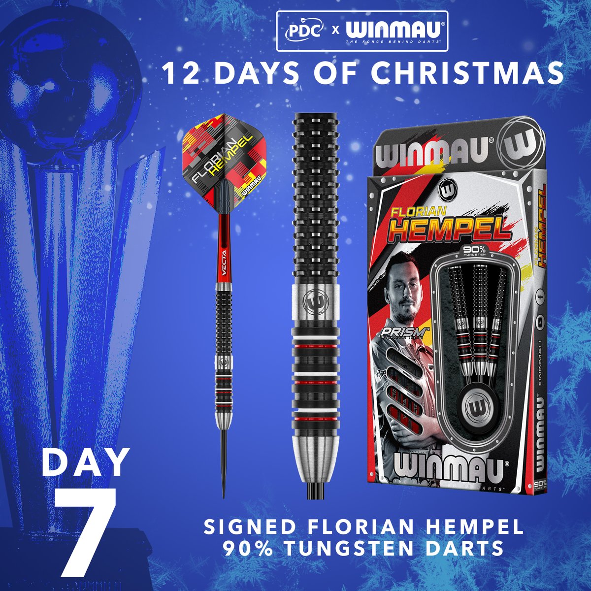 DAY 7️⃣ Today's 12 Days of Christmas giveaway gives you the chance to win a signed set of Florian Hempel 90% Tungsten Darts. Simply retweet this post to be in with the chance of winning... Explore the full Winmau range: bit.ly/Winmau2024