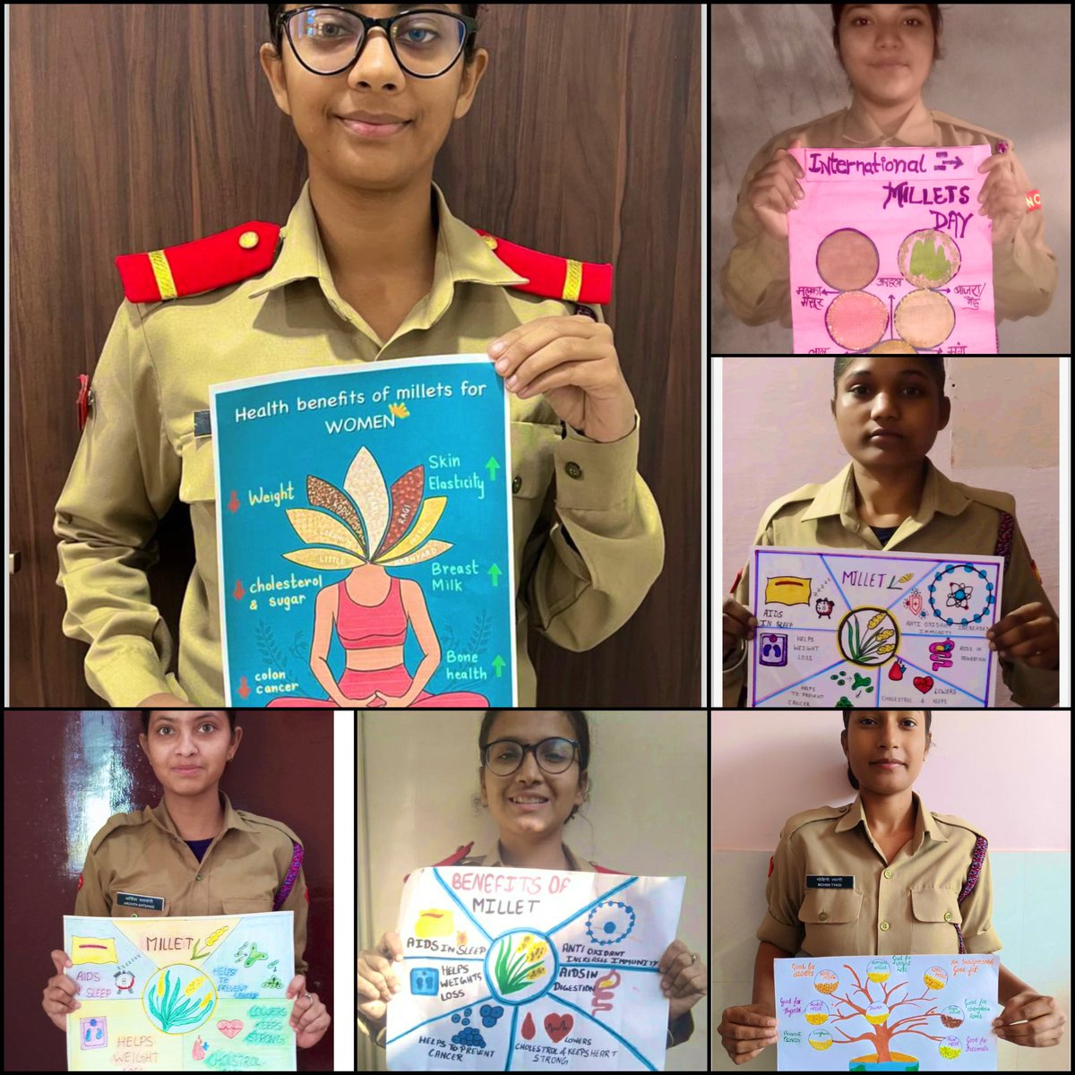 NccDei's tweet photo. DEI NCC Cadets (7/1 Coy 1 UP BN NCC AGRA) raised awareness about millets by making informative posters, contributing to the special campaign for the #InternationalYearOfMillets 🌾

@HQ_DG_NCC 
@NCCDteUP 
@PMOIndia
@gpsingh3para https://t.co/ZK3KflBLAu