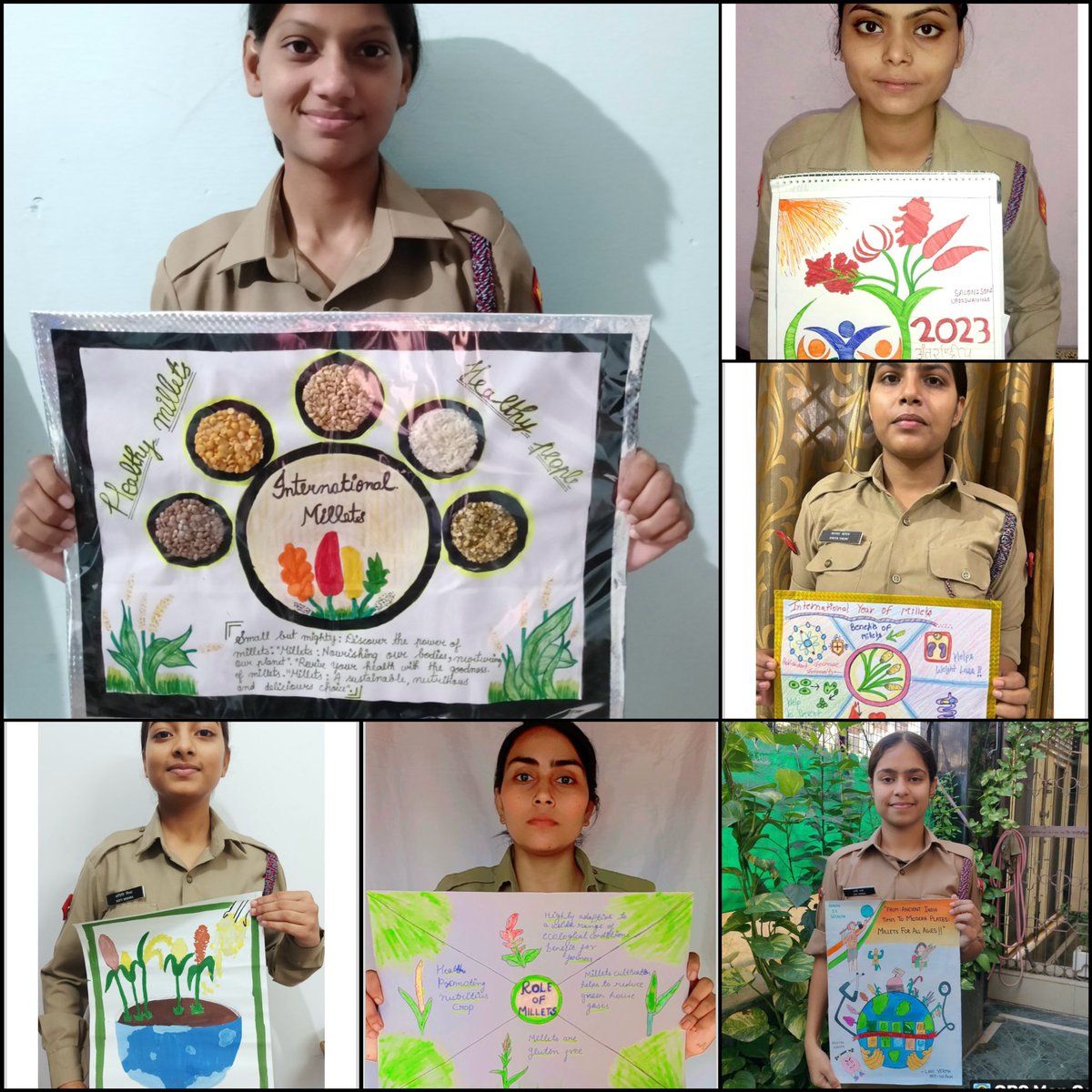 NccDei's tweet photo. DEI NCC Cadets (7/1 Coy 1 UP BN NCC AGRA) raised awareness about millets by making informative posters, contributing to the special campaign for the #InternationalYearOfMillets 🌾

@HQ_DG_NCC 
@NCCDteUP 
@PMOIndia
@gpsingh3para https://t.co/ZK3KflBLAu