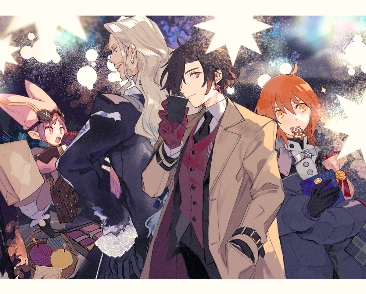 fujimaru ritsuka (female) multiple girls orange hair multiple boys 2girls 2boys gloves pointy ears  illustration images