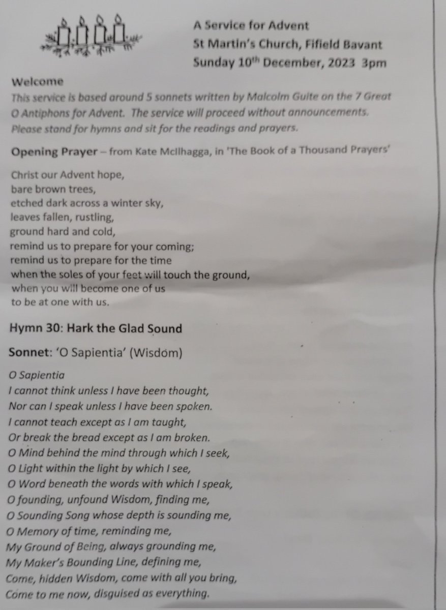 Just home from an Advent service in a tiny church in rural Wiltshire. Advent hymns, poetry by <a href="/malcolmguite/">Malcolm Guite</a> , candles, sunset. All very lovely.