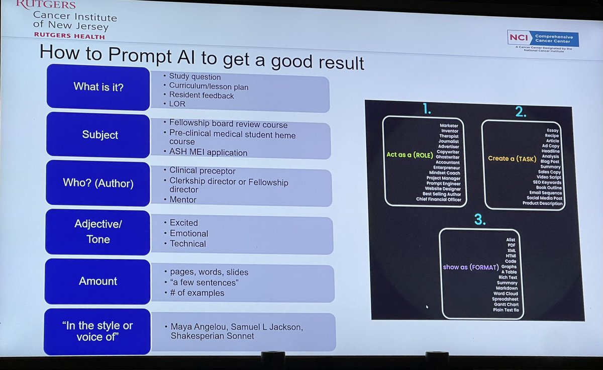 Fascinating discussion on AI and medical education by <a href="/DrSMoerdler/">Dr Scott Moerdler</a> in #ASH23 #MedEd symposium 

✨Key point: Chat GPT is a language model, not a FACT model. ✨