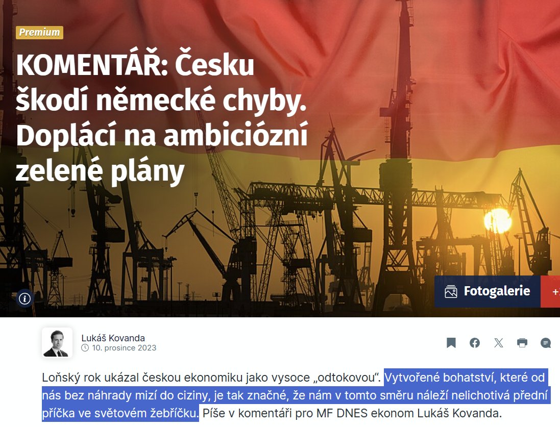 Celá 4 % bohatství, které jsme v Česku vytvořili, odtekla do zahraničí. Česko je tak jednou z nejvíce vysávaných zemí na světě. Pojďme tomu společně zabránit! I konec odsávání zisků do zahraničí najdete v našem programu na stacilo.cz.