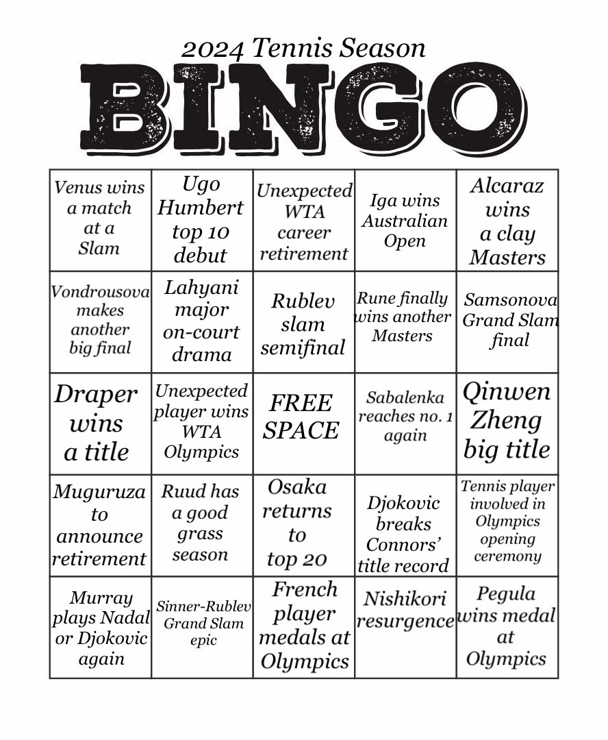 Victoria Beach Tennis Bingo!! Bingo Card