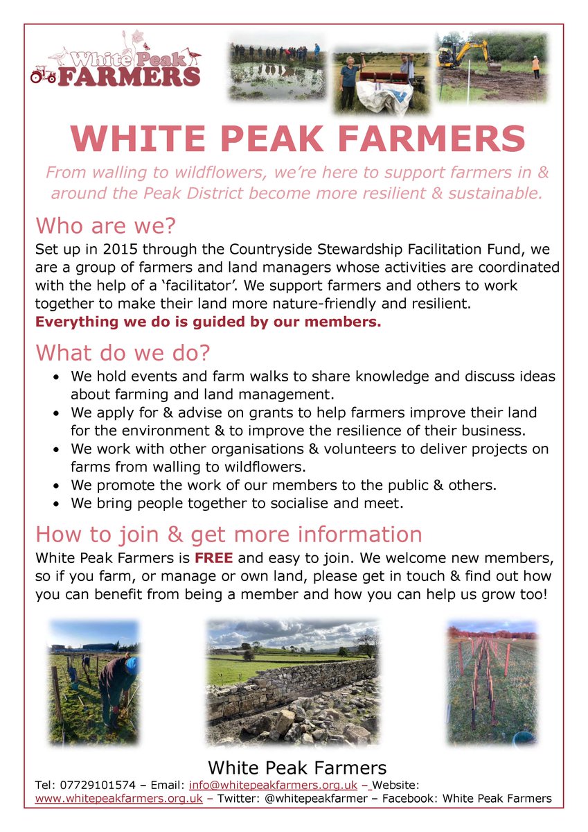 OPPORTUNITY FOR FARMERS &amp; LANDOWNERS IN THE WHITE PEAK &amp; SURROUNDS OF THE PEAK DISTRICT NEAR ASHBOURNE TO JOIN US. We are looking for new members as we look to progress our farmer facilitation group.
Please share &amp; get in touch if you would like to find out more.