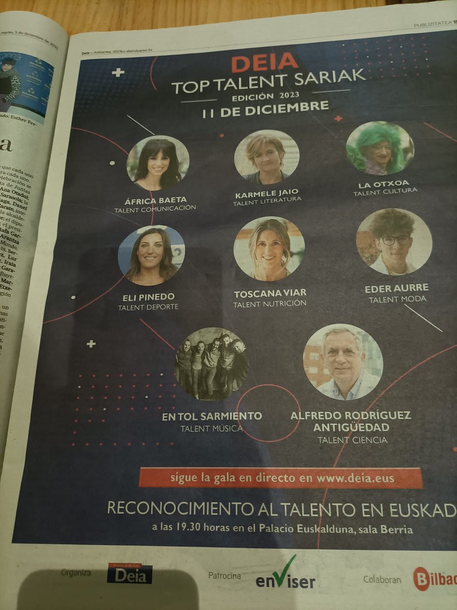 Enhorabuena Alfredo! <a href="/ARAntiguedad/">Alfredo Antigüedad</a> 👏👏 mañana te entregarán el Premio Top Talent Sariak Deia en categoría Ciencia! Te sobra el talento! 🔝
Y hoy gran entrevista en <a href="/deia_eus/">DEIA</a> 
Para la #salud del cerebro ‘dieta mediterránea y #ejerciciofísico’ #neurología 
deia.eus/bizkaia/2023/1…