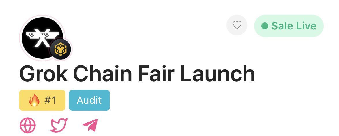 GrokChain_BSC's tweet image. Grokchain is dominating the pinksale trending! 🔥 

pinksale.finance/launchpad/0x98…

#Pinksale #Grok #Presale