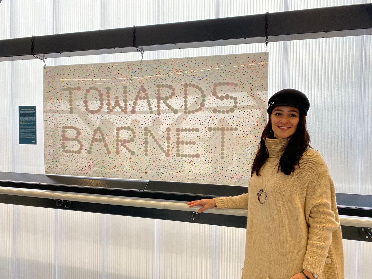 12 Days of Culture 🎭
DAY 12 
Elisa Cantarelli’s artwork was unveiled today, ‘TOWARDS BARNET &amp; TOWARDS BRENT’ created with local groups,  at the opening of our new station, Brent Cross West - a gateway to <a href="/BrentCrossTown/">Brent Cross Town</a> and quick links to and from #CentralLdn.