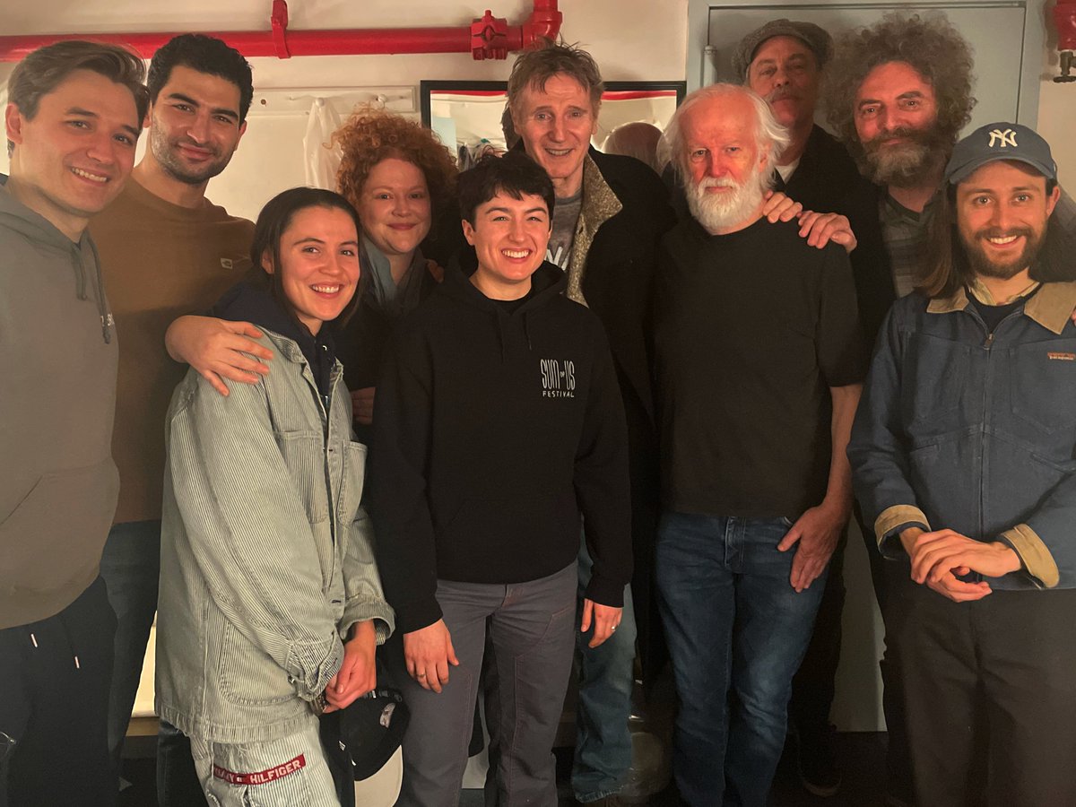 IrishRep's tweet photo. Last night, our cast was delighted by a special visit from the incomparable Liam Neeson, who describes Translations as 'a true Irish epic.' Fun fact: Liam Neeson originated the role of Doalty in the first-ever production of Translations in 1980! #IrishRep #LiamNeeson https://t.co/wMt17HE9D3