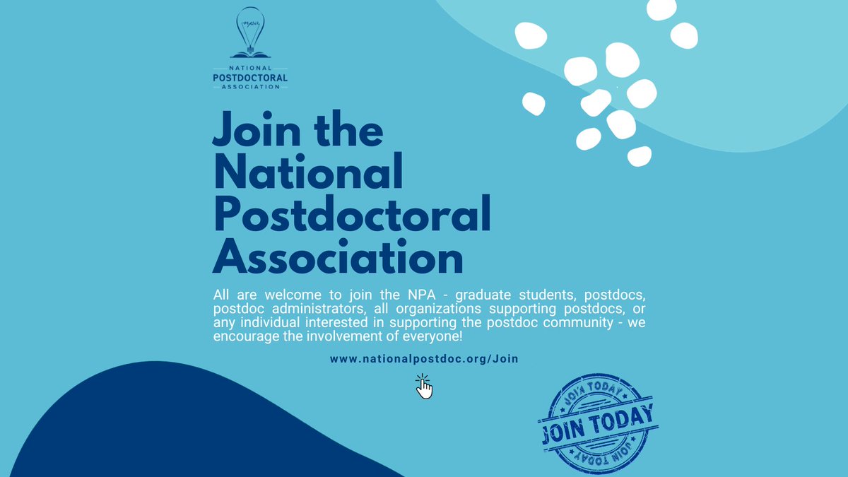 nationalpostdoc's tweet image. The NPA is the only national organization perfectly tailored for the postdoctoral community. Gain access to exclusive membership benefits with our free Affiliate membership.

🔗ow.ly/pTe550QfcUb // #postdocs #postdocoffices #postdocassociations