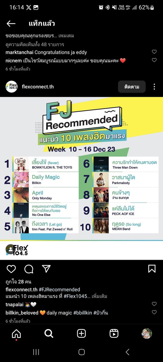 FJRecommended แนะนำ 10 เพลงฮิตมาแรง 10-16 ธ.ค ที่ Flex1045

NO.9 แค่ลืมไม่ได้ #เป๊กอ๊อฟไอซ์

#เป๊กผลิตโชค 

facebook.com/photo.php?fbid…