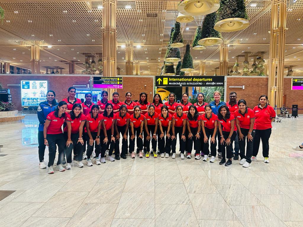The Indian Women's Hockey Team flew to Valencia today 10th December 2023, where they will participate in the 5 Nations Tournament Valencia 2023 from 15th to 22nd December where they will face Belgium, Germany, Ireland and Spain. #HockeyIndia #IndiaKaGame