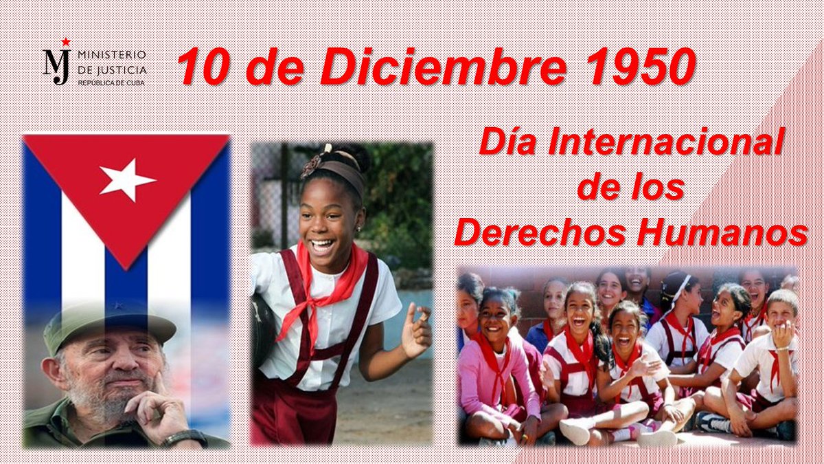 #10dic1950 l Día Internacional de los Derechos Humanos, proclamado oficialmente por la Asamblea General de las Naciones Unidas, dos años después de aprobada la Declaración Universal de Derechos Humanos que cumple en el día de hoy, 75 años. 
#NoDejarANadieAtrás 🇨🇺🌍🌎🌏