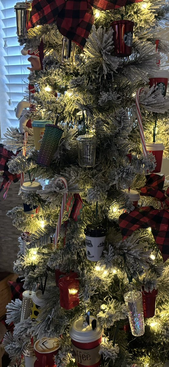 1coolteacher's tweet photo. @Starbucks My Starbuck’s ornament tree. I’ve lost count but well over 85 ornaments from the years! https://t.co/d6KL9qrfU5