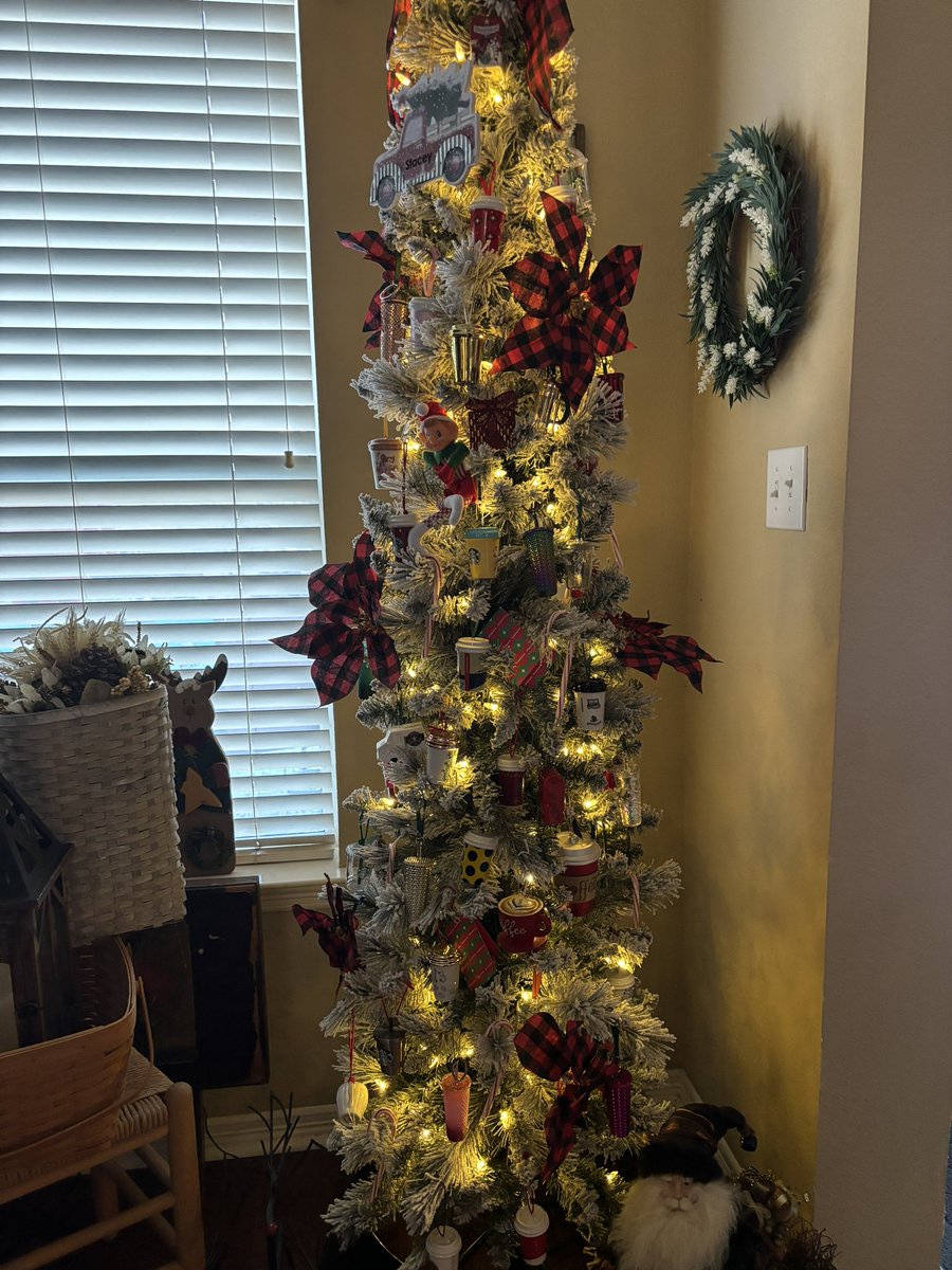 1coolteacher's tweet photo. @Starbucks My Starbuck’s ornament tree. I’ve lost count but well over 85 ornaments from the years! https://t.co/d6KL9qrfU5