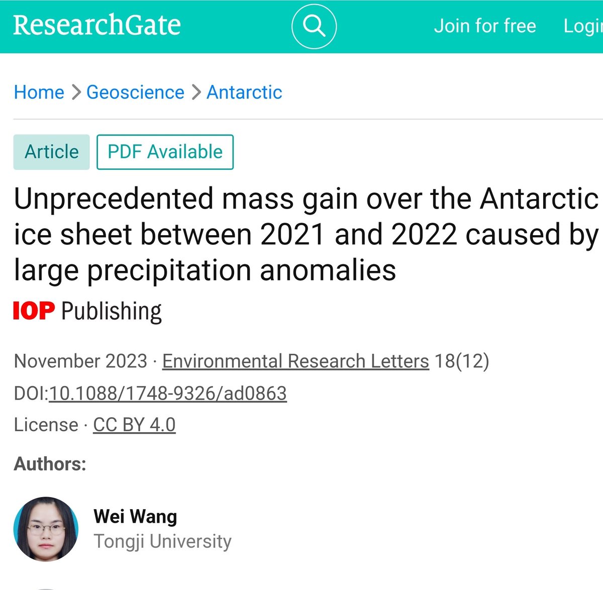 New Study: Unprecedented mass gain over the Antarctic ice sheet between 2021 and 2022 - 'The Antarctic Ice Sheet (AIS) showed a record-breaking mass gain of 129.7 ± 69.6 Gt/yr between 2021 and 2022. During this period, the mass gain over the East AIS and Antarctic Peninsula was…