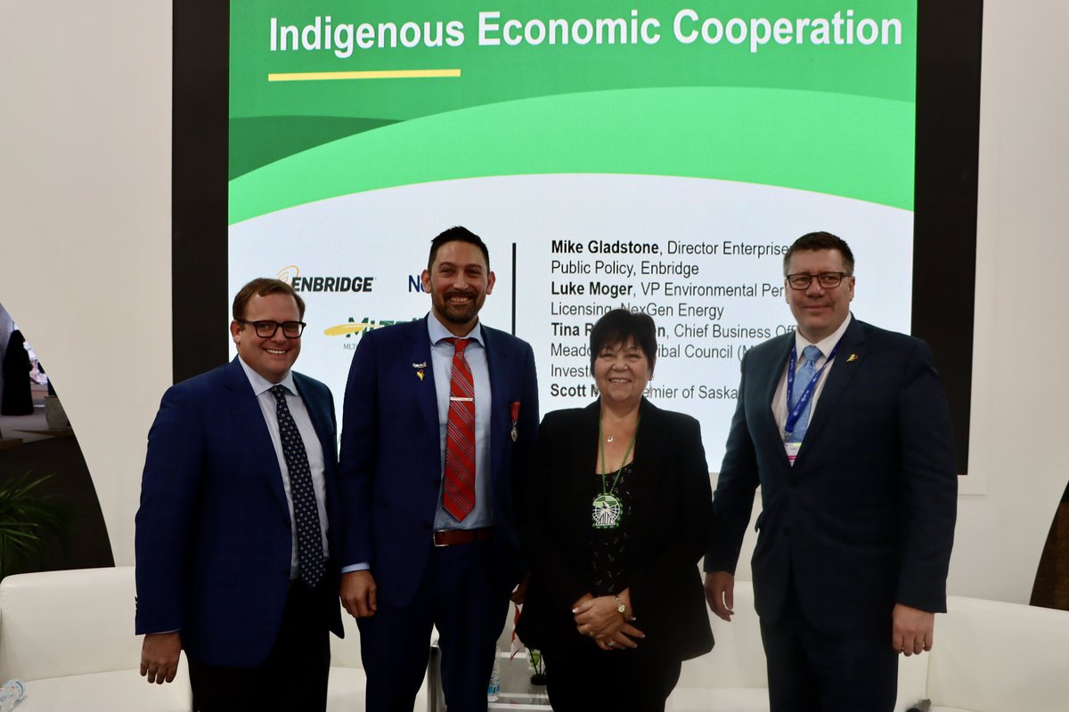 The role our Indigenous partners play in building a stronger, more sustainable Saskatchewan is second to none!

Honoured to moderate a panel discussion at #COP28 with NexGen Energy, Enbridge, and Meadow Lake Tribal Council on the key role Indigenous participation plays in our