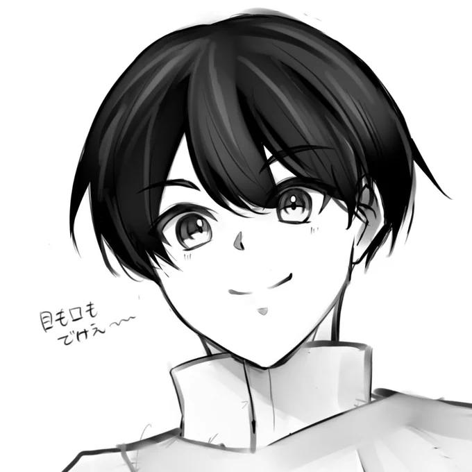 これは宝太郎くん描こうとしたやつ 上手く説明できないけど元気なお顔を見るたびに本当にこういう感じの目の人いるんだ……という気持ちになる 
